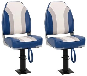 vidaXL Καθίσματα Σκάφους 2Τεμ. με Ορθοστάτη Ρυθμ. Ύψος 360° Περιστροφή