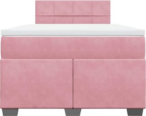 vidaXL Κρεβάτι Boxspring με Στρώμα Ροζ 120x190 εκ. Βελούδινο