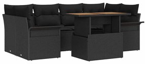 vidaXL Σετ Καναπέ Κήπου με μαξιλάρι 7 pcs Μαύρο 100 x 55 x 73 εκ