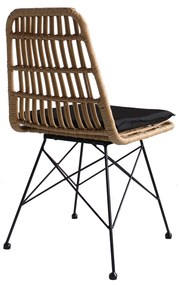 Καρέκλα Κήπου ALFONSE Φυσικό/Μαύρο Μέταλλο/Rattan 47x62x81cm - 14510010