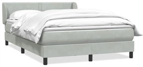 vidaXL Κρεβάτι Boxspring με Στρώμα Ανοιχτό Γκρι 160x220 εκ. Βελούδινο