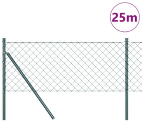 vidaXL Φράχτης Αλυσίδας με 13 Πόλους 0.6x25 μ Γαλβανιζέ Χάλυβα Πράσινος
