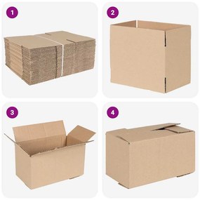 vidaXL Πτυσσόμενο Κουτί 50 pcs Καφέ 24 x 13 x 13 εκ. Χαρτόνι