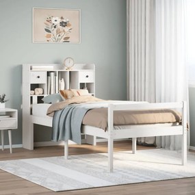 vidaXL Κρεβάτι Βιβλιοθήκη Χωρίς Στρώμα Λευκό 75x190 εκ Μασίφ Πεύκο