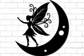 Intra απο ξύλο plywood 3mm-4mm πάχος - Fairy and Moon Wall Art Laser Cut  Δίασταση 40x50 cm INTRAFABR-122528007