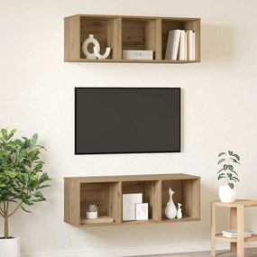 vidaXL Τοίχου ντουλάπες τηλεόρασης 2 pcs artisan δρυς 37 x 37 x 107 εκ