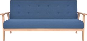 vidaXL Σετ Σαλονιού 3 τεμ. Μπλε Υφασμάτινο