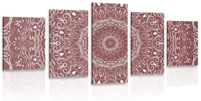 Εικόνα 5 μερών Mandala σε vintage στυλ σε ροζ - 100x50