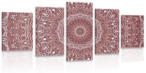 Εικόνα 5 μερών Mandala σε vintage στυλ σε ροζ - 200x100