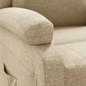 vidaXL Πολυθρόνα Μασάζ Ηλεκτρική Κρεμ Υφασμάτινη