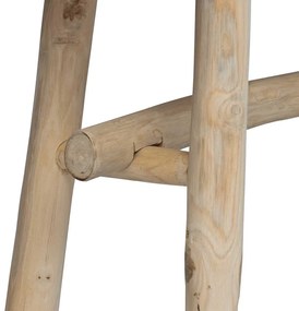 vidaXL Παγκάκι από Δέρμα Κατσίκας / Ξύλο Teak