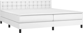 vidaXL Κρεβάτι Boxspring με Στρώμα &amp; LED Λευκό 200x200 εκ. Συνθ. Δέρμα