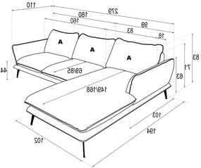 Γωνιακός καναπές Optima-Gkri-Αριστερή