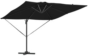 vidaXL Ομπρέλα με Βραχίονα Roma με LED Μαύρη 286x285x270 cm Αλουμίνιο