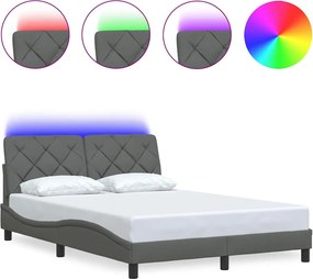 vidaXL Σκελετός Κρεβατιού με LED Χωρίς Στρώμα Γκρι 140x200 εκ.