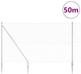 vidaXL Φράχτης με Στήλες. Ασημί 1.6 x 50 m Ατσάλι με επικάλυψη PVC