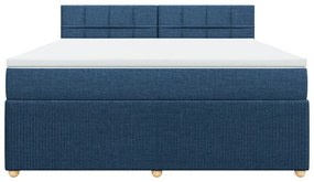 Κρεβάτι Boxspring με Στρώμα Μπλε 180x200 εκ. Υφασμάτινο - Μπλε