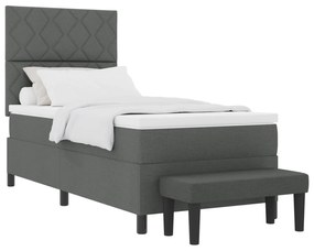 vidaXL Κρεβάτι με Ελατήριο & Στρώμα Σκούρο Γκρι 90x200 εκ