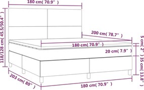 vidaXL Κρεβάτι Boxspring με Στρώμα Λευκό 180x200 εκ. Συνθετικό Δέρμα