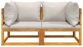 vidaXL Γωνιακοί Καναπέδες 2 τεμ. Μασίφ Ακακία με Αν. Γκρι Μαξιλάρια