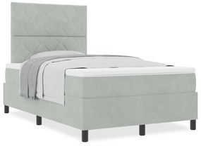 vidaXL Κρεβάτι Box Spring με Στρώμα Ανοιχτό Γκρι 120x200 εκ Βελούδο
