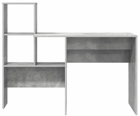 vidaXL Γραφείο με ράφι Γκρι σκυροδέματος 131.5 x 50 x 106.5 εκ.