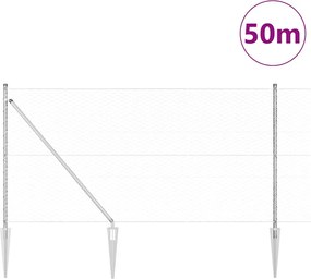 vidaXL Στύλος Περιφράξεων Ασημί 50 x 1,4 μ (36 mm δίχτυ) Ατσάλι
