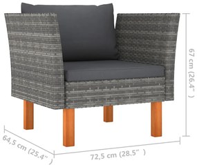 vidaXL Πολυθρόνα Κήπου από Συνθετικό Ρατάν / Μασίφ Ξύλο Ευκαλύπτου