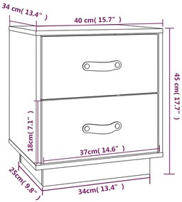 Κομοδίνα 2 τεμ. Λευκό 40x34x45 εκ. από Μασίφ Ξύλο Πεύκου - Λευκό