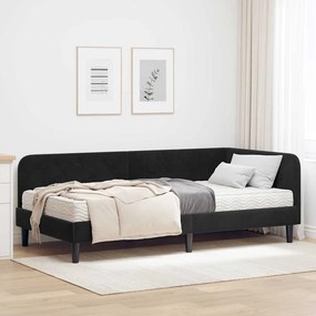 vidaXL Κρεβάτι Γωνίας Μαύρο 100 x 200 cm Βελούδο