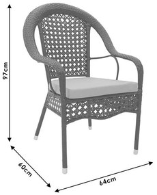 Τραπεζαρία Cellin σετ 7τεμ μέταλλο-pe rattan καφέ