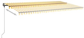 Τέντα Συρόμενη Χειροκίνητη με LED Κίτρινο / Λευκό 600x350 εκ. - Κίτρινο