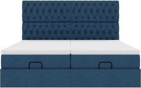 vidaXL Οθωμανικό κρεβάτι με στρώματα μπλε 200x200cm ύφασμα