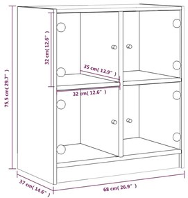 Βοηθητικό Ντουλάπι Γκρι Σκυροδ. 68x37x75,5 εκ. Γυάλινες Πόρτες - Γκρι