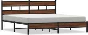 vidaXL Σκελετός Κρεβ. Χωρίς Στρώμα Καφέ Δρυς 180x200 εκ. Μεταλλικό