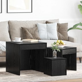 vidaXL Τραπεζάκια Σαλονιού 3 pcs Μαύρη δρυς 45 x 45 x 45 cm