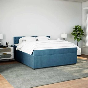 vidaXL Κρεβάτι Boxspring με Στρώμα Μπλε 180x200 εκ. Βελούδινο