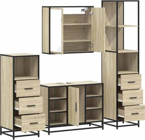 vidaXL Σετ Επίπλων Μπάνιου 4 Τεμαχίων Sonoma Δρυς Επεξεργασμένο Ξύλο