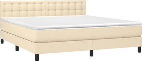 vidaXL Κρεβάτι Boxspring με Στρώμα Κρεμ 160x200 εκ. Υφασμάτινο
