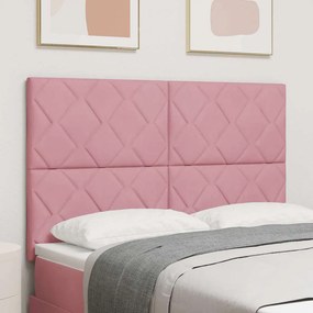 vidaXL LED Κεφαλάρι με φώτα λωρίδας LED Geometric Ροζ 144 cm Βελούδο