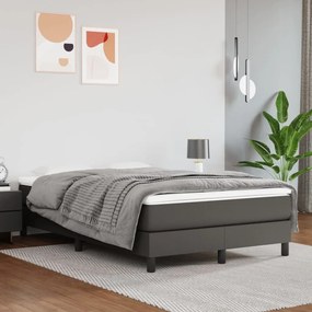 Κρεβάτι Boxspring με Στρώμα Γκρι 120x200εκ. από Συνθετικό Δέρμα - Γκρι