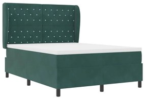 vidaXL Κρεβάτι με ελατήρια Σκούρο πράσινο 140 x 200 cm Βελούδο