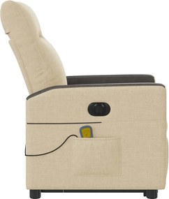 vidaXL Πολυθρόνα Μασάζ Ηλεκ. Ανακλινόμενη με Ανύψωση Κρεμ Υφασμάτινη