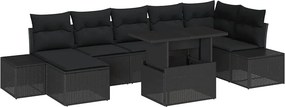 vidaXL Σετ Καναπέ Κήπου με μαξιλάρι 8 pcs Μαύρο