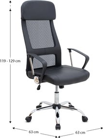 Καρέκλα γραφείου Ovis Megapap με τεχνόδερμα και ύφασμα Mesh χρώμα μαύρο 63x63x119/129εκ.