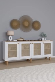 Stewehome Κονσόλα Bohem με PVC ψάθα 4 θυρών 180x40x75 cm
