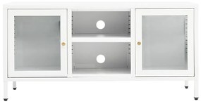 Έπιπλο Τηλεόρασης Λευκό 105 x 35 x 52 εκ. από Ατσάλι και Γυαλί - Λευκό