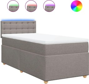 vidaXL Κρεβάτι Boxspring με Στρώμα Taupe 80x200 εκ. Υφασμάτινο