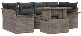 vidaXL Σετ Καναπέ Κήπου με αποθήκευση 7 pcs Γκρι Πολυ ράταν