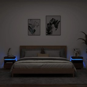 vidaXL Κομοδίνα με Φώτα LED 2 τεμ. Καφέ Δρυς 40x39x48,5 εκ.